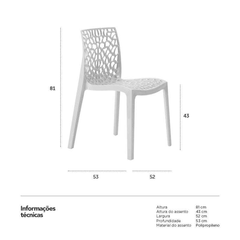 Kit 4 Cadeiras Gruvyer - Polipropileno - Cinza Claro - 4