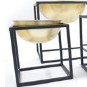 Ver imagem 3 de Kit Vaso Dourado Em Metal com Suporte 3 Peças - Mart 09407