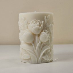 Vela Decorativa Cilíndrica Jardim de Rosas Esculpidas 240g - 7