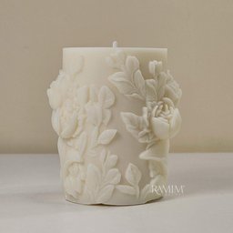 Vela Decorativa Cilíndrica Jardim de Rosas Esculpidas 240g - 6
