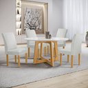 Ver imagem 1 de Conjunto Mesa Arizona 120cm com 4 Cadeiras Canela Tampo Redondo Plus com Vidro