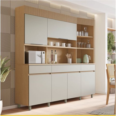 Cozinha Realeza 6 Portas 3 Gavetas 220cm 100 Mdf Nesher