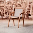 Ver imagem 2 de Cadeira para Mesa de Jantar Bia 47cm Madeira Maciça com Braço | Linho Off White - Sallar Home