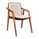 Ver imagem 1 de Cadeira para Mesa de Jantar Bia 47cm Madeira Maciça com Braço | Linho Off White - Sallar Home