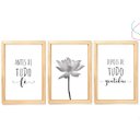Ver imagem 1 de Kit 3 Quadros Decorativos - Fé e Gratidão Flor de Lótus:pinus