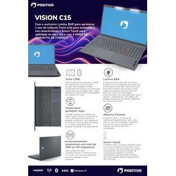 Notebook Positivo Vision C15 Lumina Bar 4gb 128gb 15'' Hd W11 Notebook Positivo Vision C15 Lumina - 2