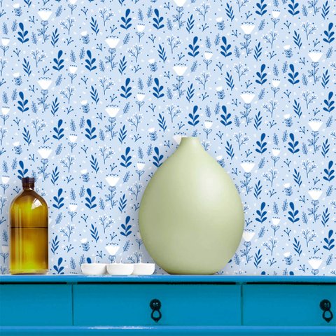 Papel de Parede Flora Retrô 3 Arte Destaque 2,50 Metros
