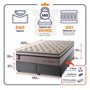Ver imagem 2 de Conjunto Box Baú Super King Liverpool Cinza 193x203x80 c/ Molas Ensacadas