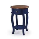 Ver imagem 1 de Mesa Lateral Redonda com 1 Gaveta e Prateleira 1035 Linz Móveis - Azul Petróleo/imbuia Glazer