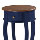Ver imagem 2 de Mesa Lateral Redonda com 1 Gaveta e Prateleira 1035 Linz Móveis - Azul Petróleo/imbuia Glazer