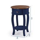 Ver imagem 4 de Mesa Lateral Redonda com 1 Gaveta e Prateleira 1035 Linz Móveis - Azul Petróleo/imbuia Glazer