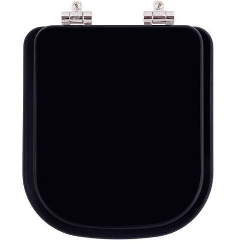 Assento Sanitario Poliester com Amortecedor Piano Preto Fosco para Vaso Deca