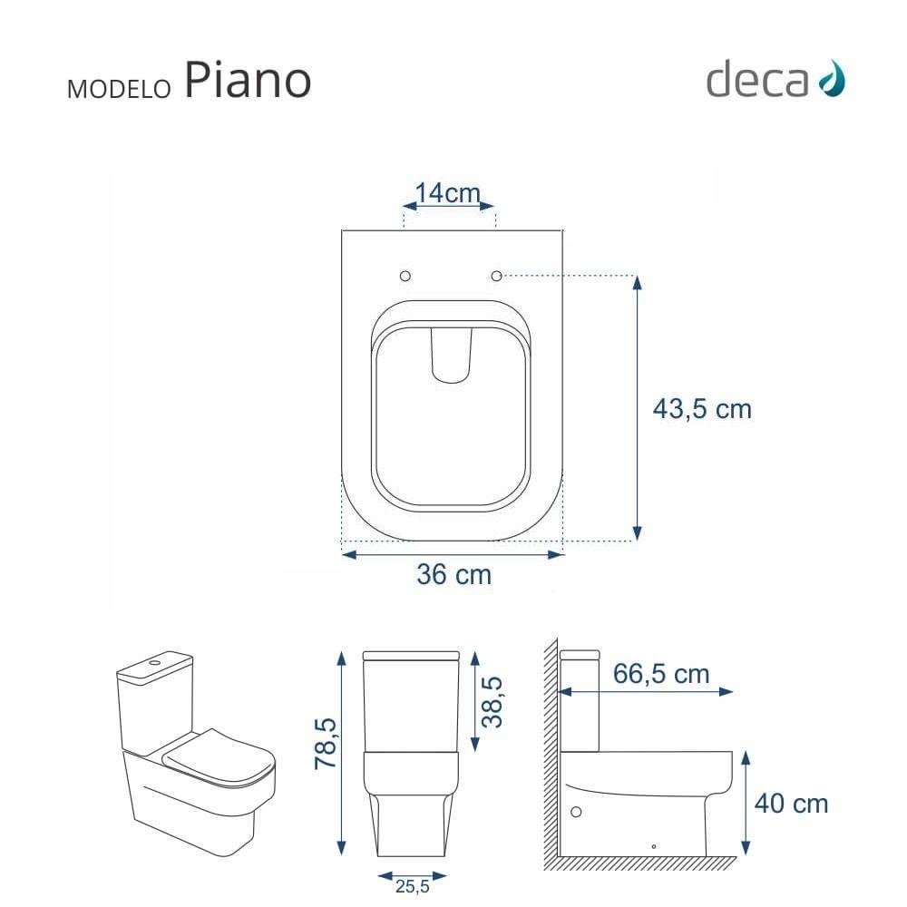 Assento Sanitario Poliester com Amortecedor Piano Preto Fosco para Vaso Deca - 2