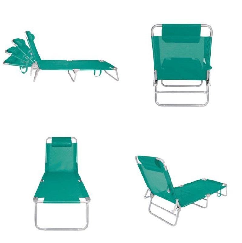 Cadeira Espreguiçadeira Alumínio Ajustável 4 Posições - Mor - Verde - 2