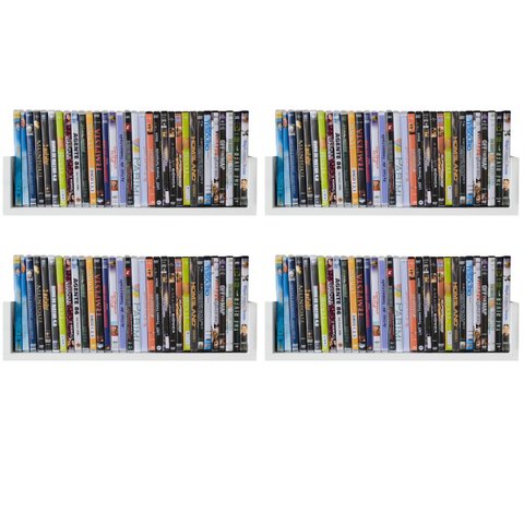 4 Prateleira para DVDs 128 CDs 148 coleções MDF Branco 50x15