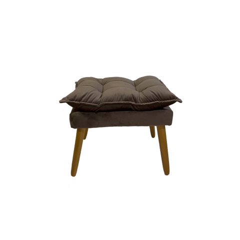 Puff Marrom Decorativo Estofado Retangular Com Pés Retrô