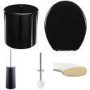 Ver imagem 1 de Assento Sanitário Almofadado Oval Preto + Lixeira Preta 6l Redonda C/ Tampa + Escova Sanitária Base