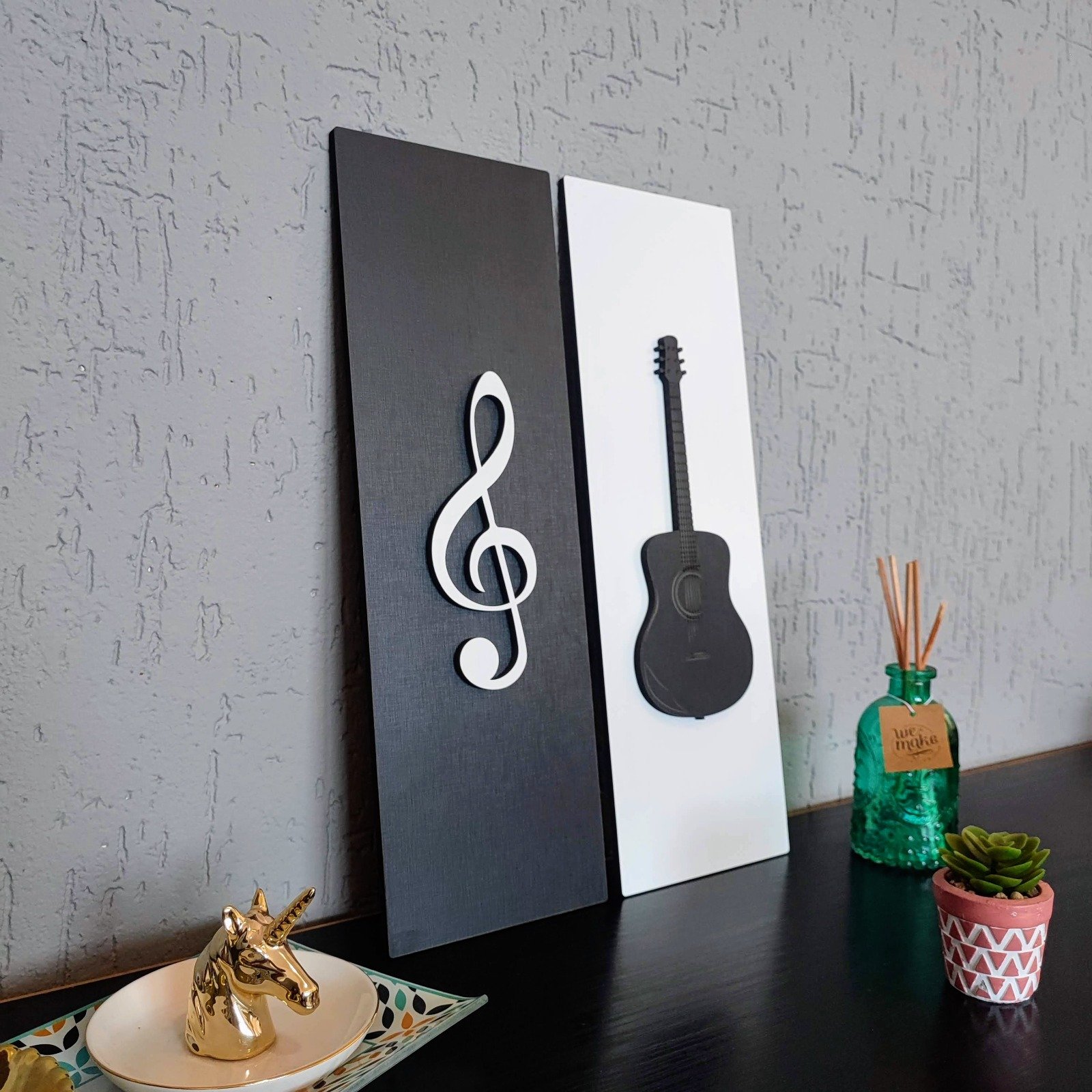 Kit de Quadros de Música em Mdf com Gravação a Laser - Decoração Perfeita para Amantes da Música - C