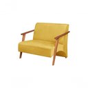 Ver imagem 1 de Poltrona Namoradeira Venus Braço Madeira Maciça Suede Unidecor Amarelo