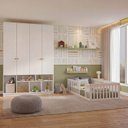 Ver imagem 1 de Quarto Montessoriano Cama Giulia e Guarda-Roupa Curió 4 Portas Casatema MadeiraOriginals Branco