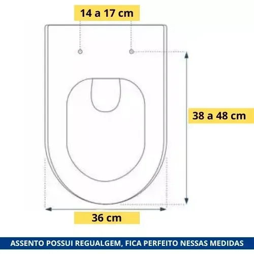 Tampa de Assento Sanitário Jacarta Fecha Suave e Click Soft Close para Vaso/bacia Eternit 1.6gpf 6.0 - 7