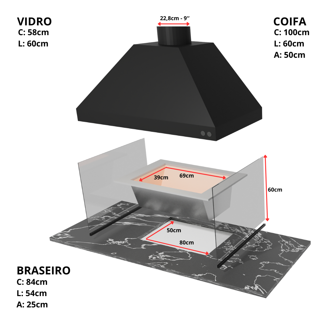 Kit Gourmet Grande Galvanizado Preto - 5