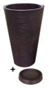 Ver imagem 3 de Kit Vaso Planta + Prato 75x50 Redondo Cônico Polietileno BGPLASTICOS MARROM MADEIRA 015