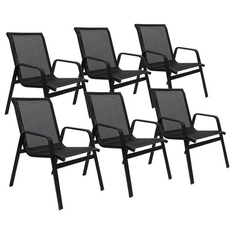 Kit 6 Cadeiras Lótus Premium Preto