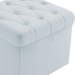 Puff Baú Capitonê Quadrado Suede Cinza - 6