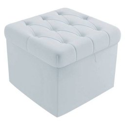 Puff Baú Capitonê Quadrado Suede Cinza - 1