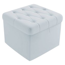Puff Baú Capitonê Quadrado Suede Cinza - 5
