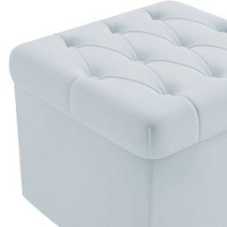 Puff Baú Capitonê Quadrado Suede Cinza - 2