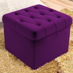 Puff Baú Capitonê Quadrado Suede Roxo - 4 Puff Baú Capitonê Quadrado Suede Roxo - 4