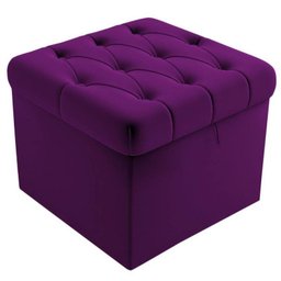 Puff Baú Capitonê Quadrado Suede Roxo - 5 Puff Baú Capitonê Quadrado Suede Roxo - 5
