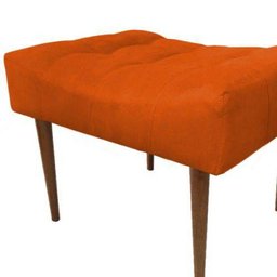 Kit 2 Puffs Decorativo Requinte Capitonê Suede Laranja - 4 Kit 2 Puffs Decorativo Requinte Capitonê Suede Laranja - 4