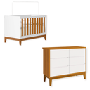 Ver imagem 1 de Quarto de Bebê Berço Flip + Cômoda Infantil 6 Gavetas Classic Branco Fosco/Savana
