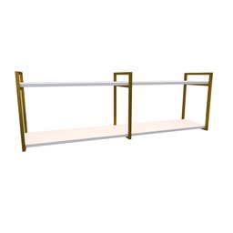 Nicho Industrial 2 Prateleiras Grécia Ferro Dourado Tampo Branco 100cm - 1