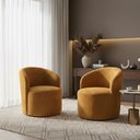 Ver imagem 1 de Kit 02 Poltronas Curva Orgânica Nature Gaia Veludo Mostarda - Montanaris Decor