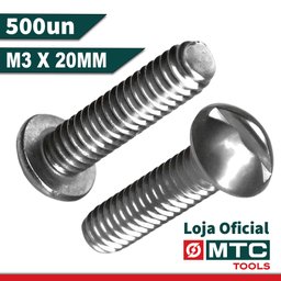 PARAFUSO MÁQUINA CABEÇA LENTILHA M3 X 20 FENDA - 500PÇS - 4