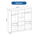 Ver mais imagens de Guarda Roupa 2 Portas Reflecta com LED Marrom/Macadânia