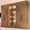 Ver imagem 1 de Guarda Roupa 2 Portas Reflecta com LED Marrom/Macadânia