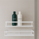 Ver imagem 1 de Kit 2 Prateleira Aço Suporte Parede Banheiro Porta Utilidades Branco