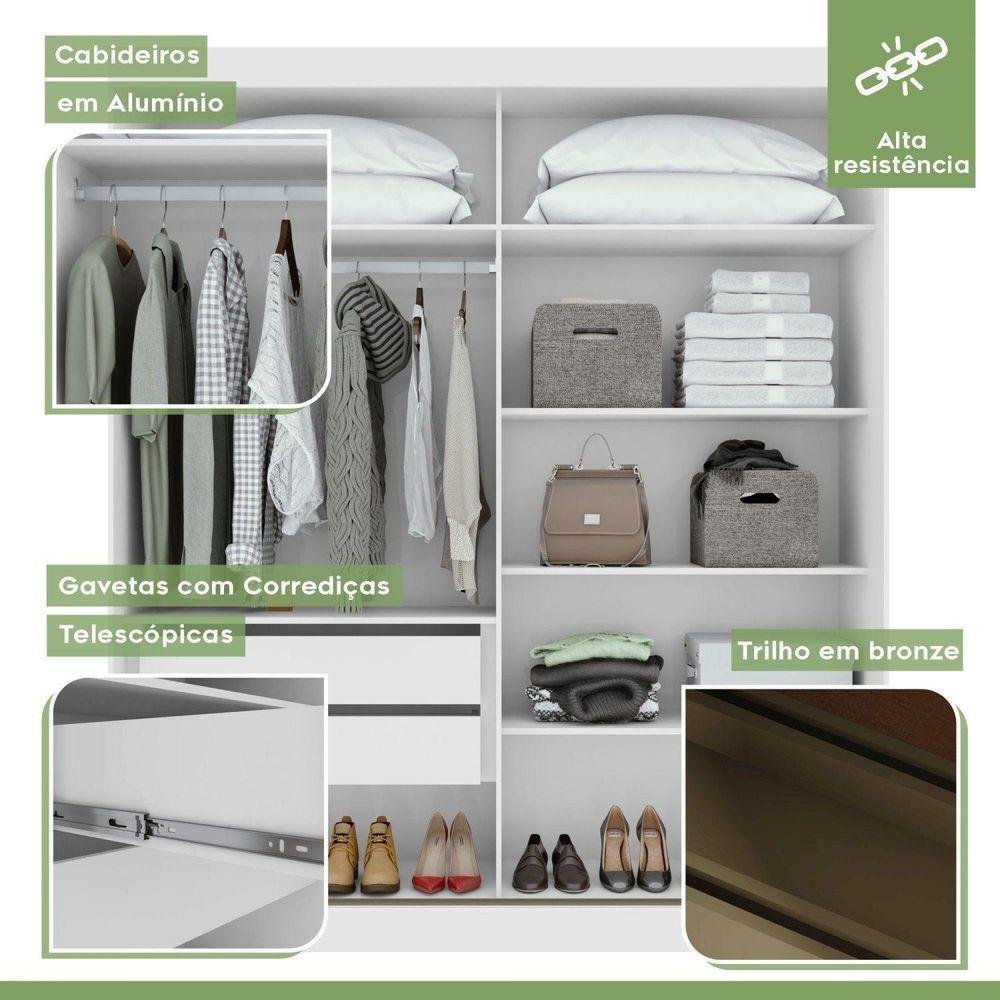 Guarda-roupa Casal 2 Portas 2 Gavetas Zeine Branco - Móveis Lopas