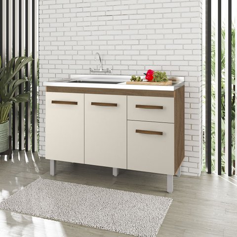 Balcão para Cozinha sem Tampo 120 cm Anita: Savana Off White