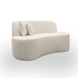 Kit 2 Poltronas com Sofá Curvo 2 Lugares Feijão Forma Orgânica 1,50 Bouclé Maranata - 6