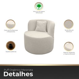 Kit 2 Poltronas com Sofá Curvo 2 Lugares Feijão Forma Orgânica 1,50 Bouclé Maranata - 3