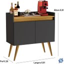 Ver imagem 4 de Buffet Lux 2 Portas Pés Palito Preto / Madeirado - JM Casa dos Móveis