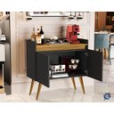 Ver imagem 2 de Buffet Lux 2 Portas Pés Palito Preto / Madeirado - JM Casa dos Móveis