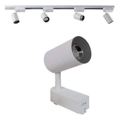 Kit Trilho Eletrificado 1m + 3 Spots Led 7w Eco Branco - Branco