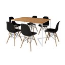 Ver imagem 2 de Mesa Jantar Industrial Retangular Canela 137x90cm Base V Ferro Branco com 6 Cadeiras Preta Eames Mad